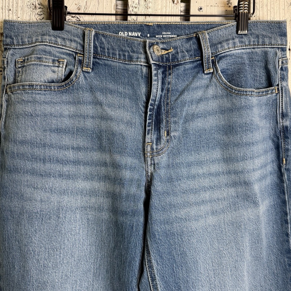 Old Navy Mid Rise Wow Boyfriend Jeans Womens Size 8 Medium Wash Stretchβ Comfort